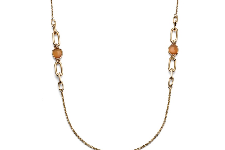 Collana Classica in bronzo dorato con occhio di gatto arancio Unoaerre