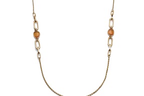 Collana Classica in bronzo dorato con occhio di gatto arancio Unoaerre