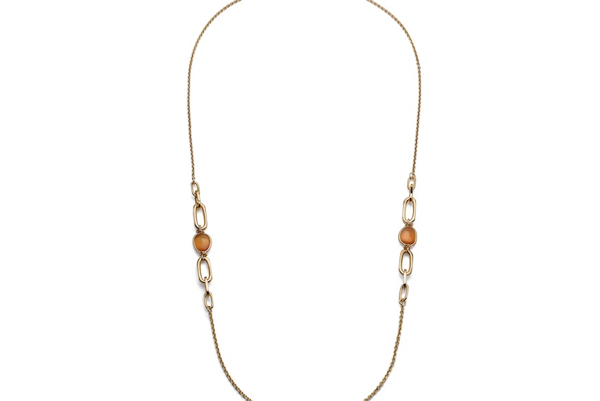 Collana Classica in bronzo dorato con occhio di gatto arancio Unoaerre