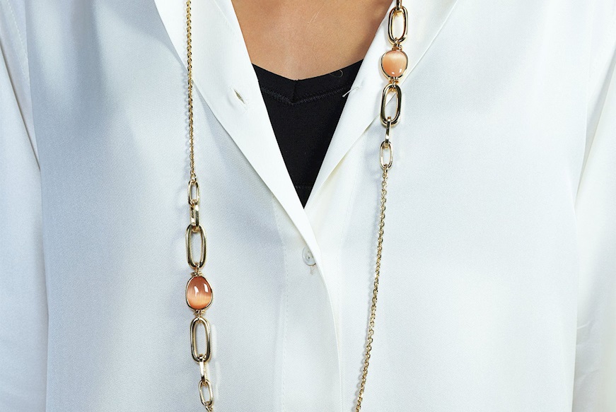 Collana Classica in bronzo dorato con occhio di gatto arancio Unoaerre