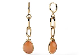 Orecchini Classica in bronzo dorato con occhio di gatto arancio Unoaerre
