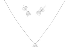 Parure collana e orecchini argento con zirconi bianchi Sovrani