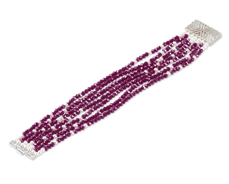 Bracciale ottone con cristalli bordeaux Sovrani