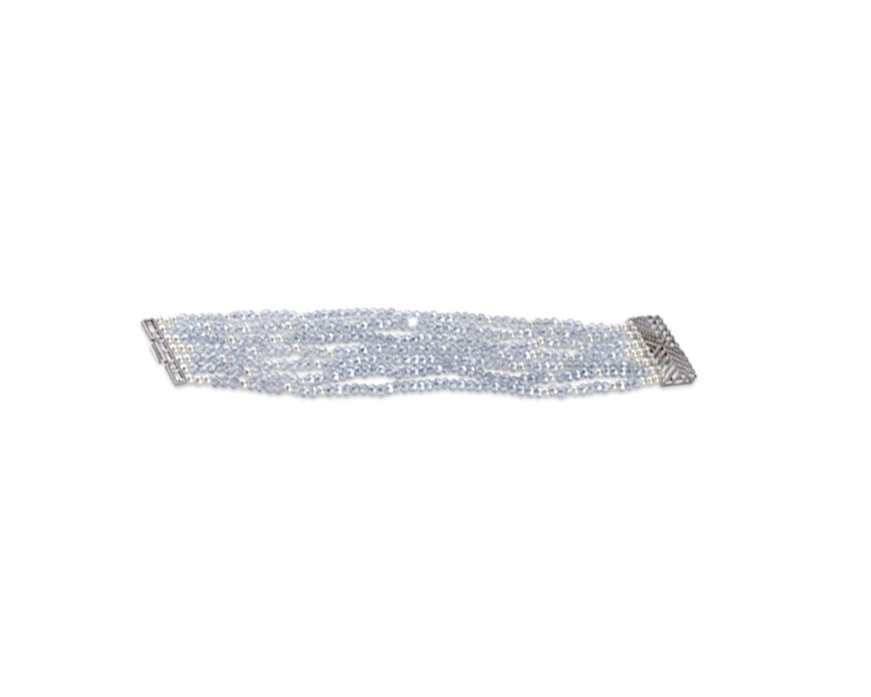 Bracciale ottone con cristalli celeste Sovrani