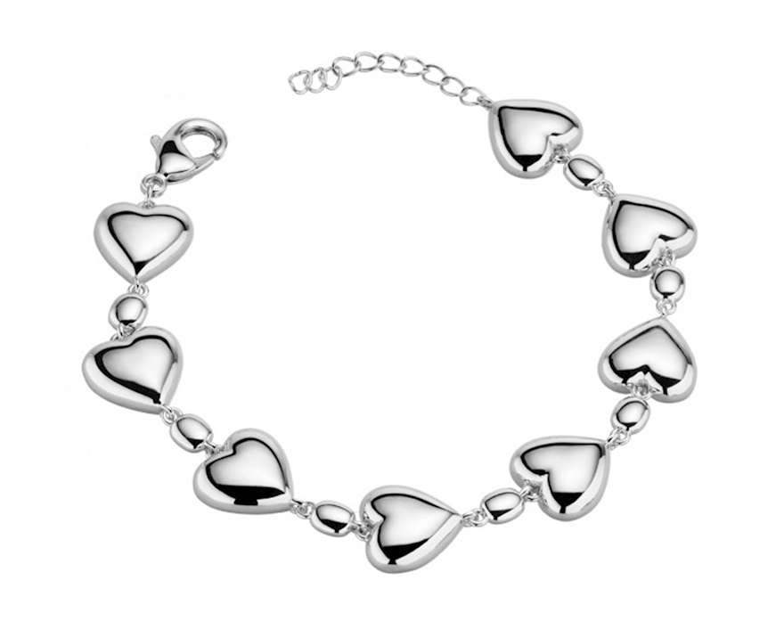 Bracciale Cuore ottone finitura rodio Sovrani