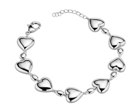 Bracciale Cuore ottone finitura rodio Sovrani