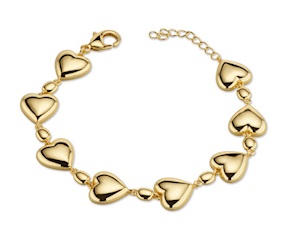 Bracciale Cuore ottone finitura oro Sovrani
