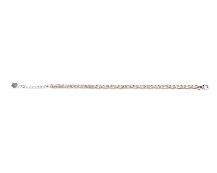Bracciale argento con zirconi ambra e bianchi Sovrani