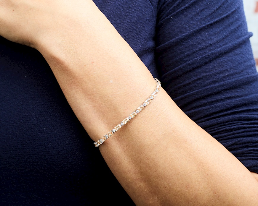 Bracelet silver with amber and white zircons Sovrani