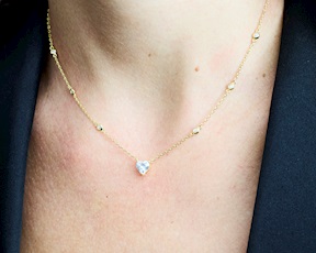 Collana Cuore argento dorato con zirconi bianchi Sovrani