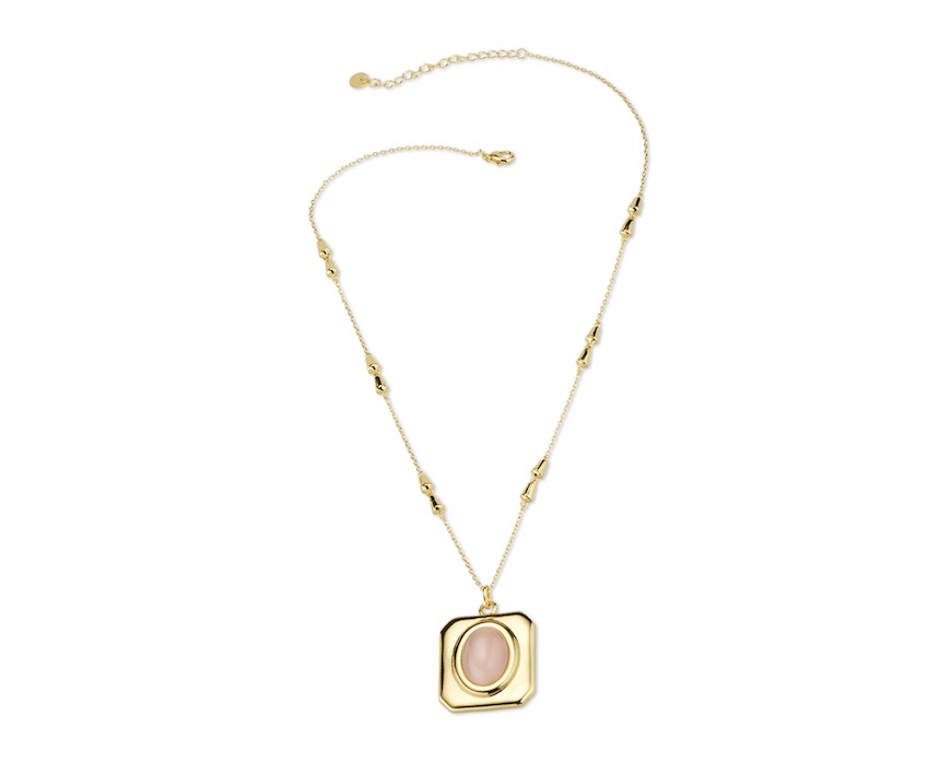 Collana ottone finitura oro con occhio di gatto rosa Sovrani