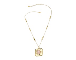 Collana ottone finitura oro con occhio di gatto rosa Sovrani