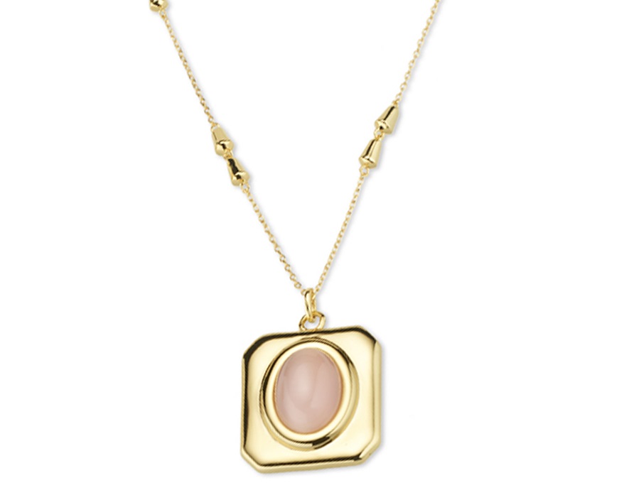Collana ottone finitura oro con occhio di gatto rosa Sovrani