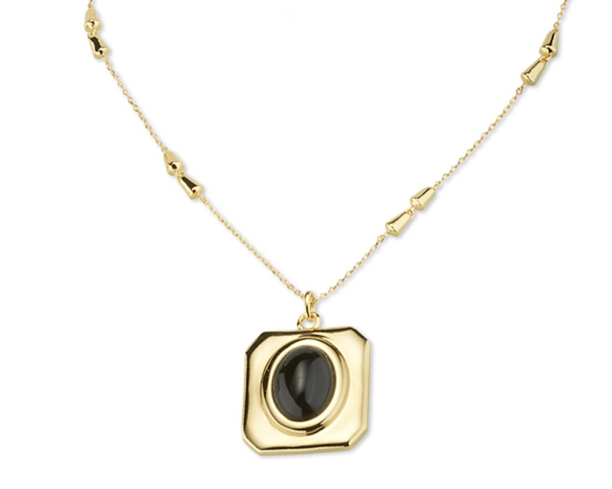 Collana ottone finitura oro con occhio di gatto nero Sovrani