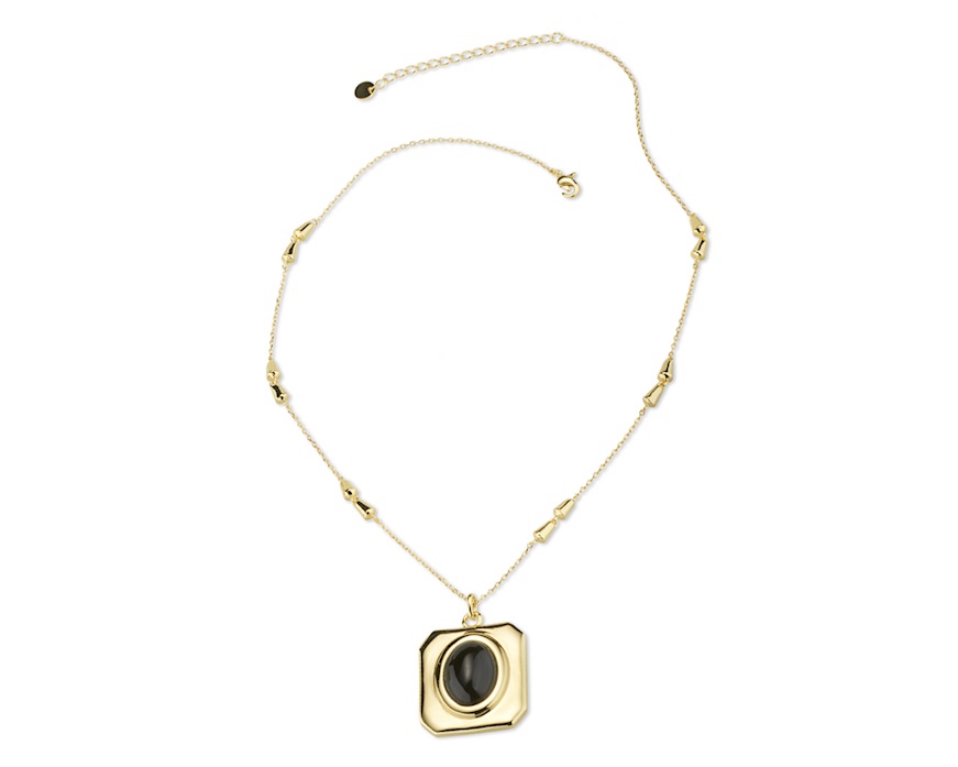 Collana ottone finitura oro con occhio di gatto nero Sovrani
