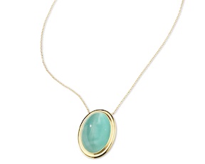Collana ottone finitura oro con occhio di gatto verde acqua Sovrani