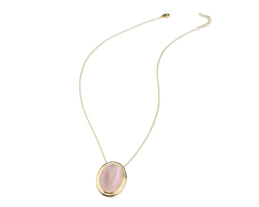 Collana ottone finitura oro con occhio di gatto rosa Sovrani