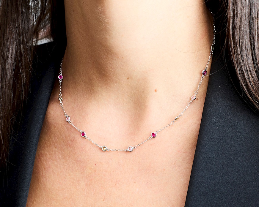 Collana argento con zirconi multicolor Sovrani