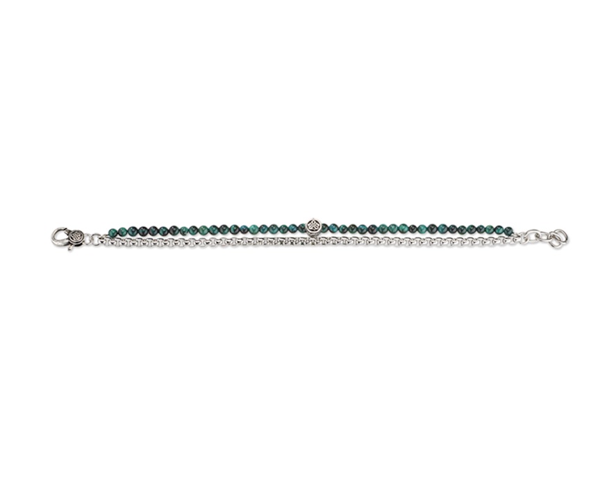 Bracciale acciaio con occhio di tigre verde Sovrani