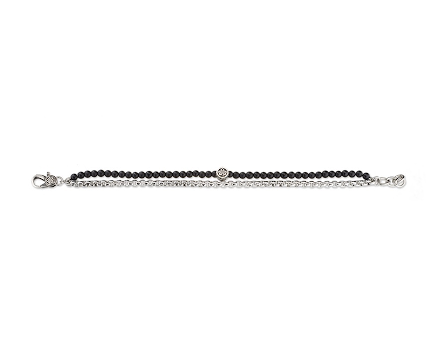 Bracciale acciaio con agata nera Sovrani