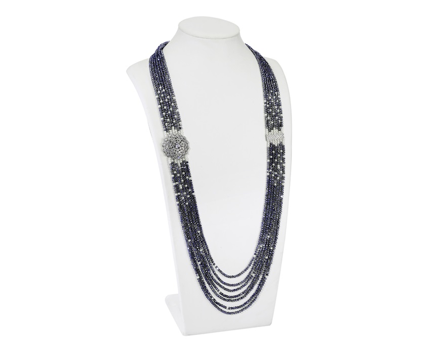 Collana ottone con cristalli blu Sovrani