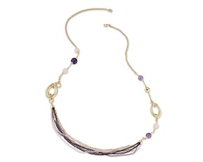 Collana Astree ottone finitura oro con ametista Sovrani