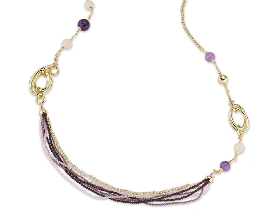 Collana Astree ottone finitura oro con ametista Sovrani