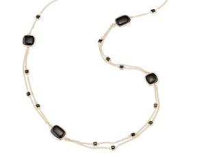 Collana Yvette ottone finitura oro con cristalli neri e occhio di gatto nero Sovrani
