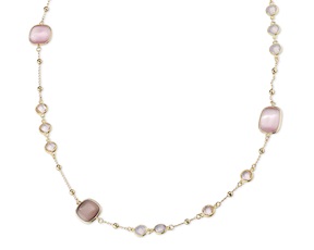 Collana Simonne ottone finitura oro con occhio di gatto rosa/viola Sovrani