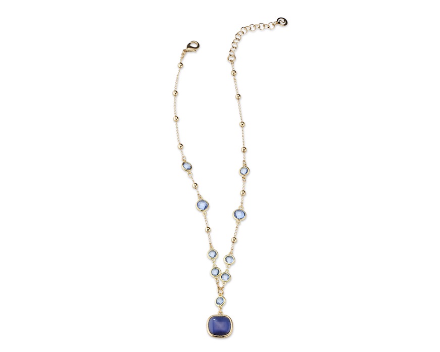 Collana Desiree ottone finitura oro con occhio di gatto blu Sovrani