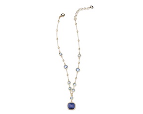 Collana Desiree ottone finitura oro con occhio di gatto blu Sovrani