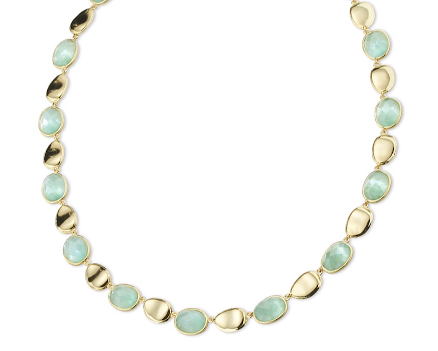 Collana ottone finitura oro con occhio di gatto verde acqua Sovrani