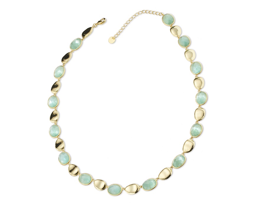 Collana ottone finitura oro con occhio di gatto verde acqua Sovrani
