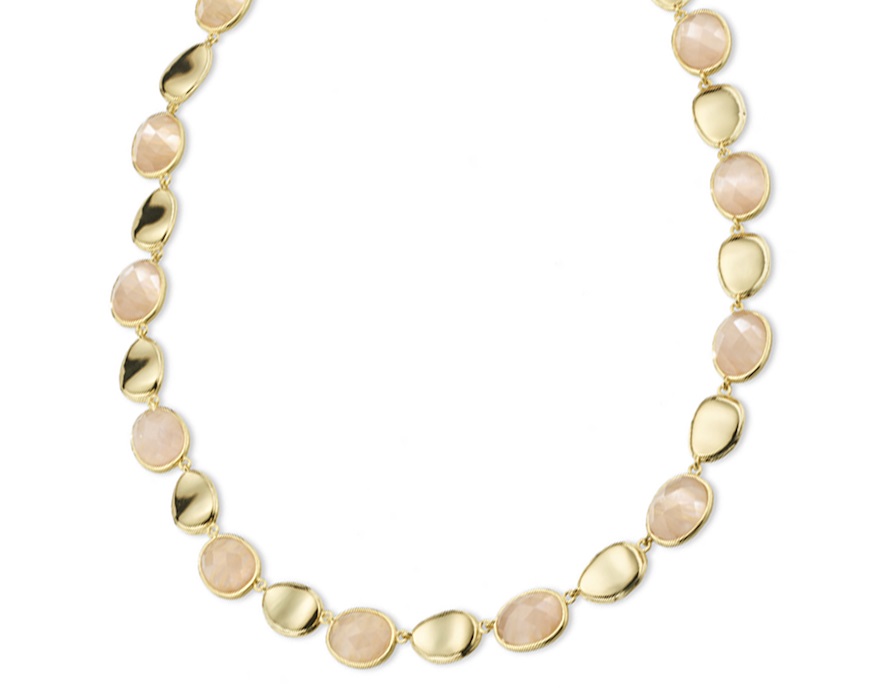 Collana ottone finitura oro con occhio di gatto rosa Sovrani