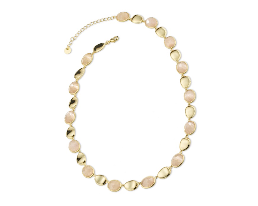 Collana ottone finitura oro con occhio di gatto rosa Sovrani
