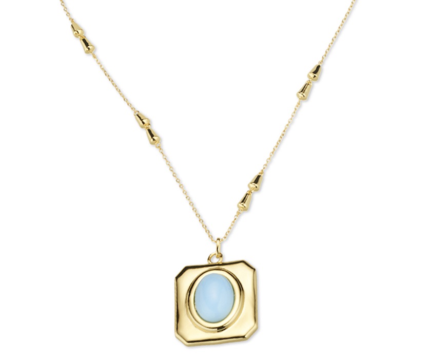 Collana ottone finitura oro con occhio di gatto turchese Sovrani
