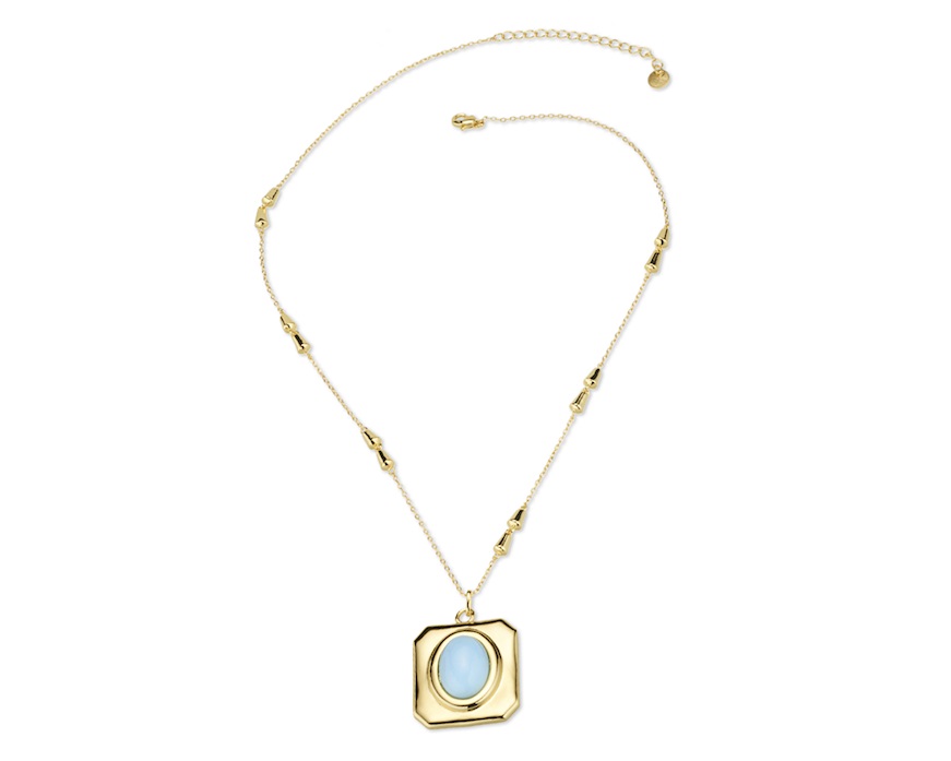 Collana ottone finitura oro con occhio di gatto turchese Sovrani