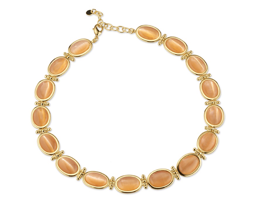 Collana ottone finitura oro con occhio di gatto arancio Sovrani