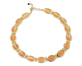 Collana ottone finitura oro con occhio di gatto arancio Sovrani