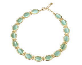 Collana ottone finitura oro con occhio di gatto verde acqua Sovrani