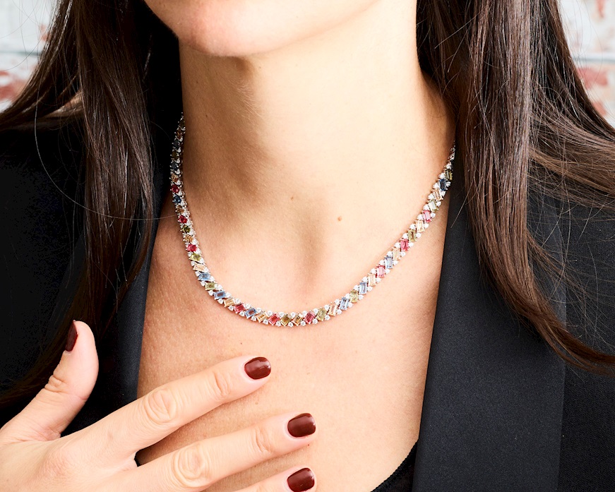 Collana argento con zirconi multicolor Sovrani