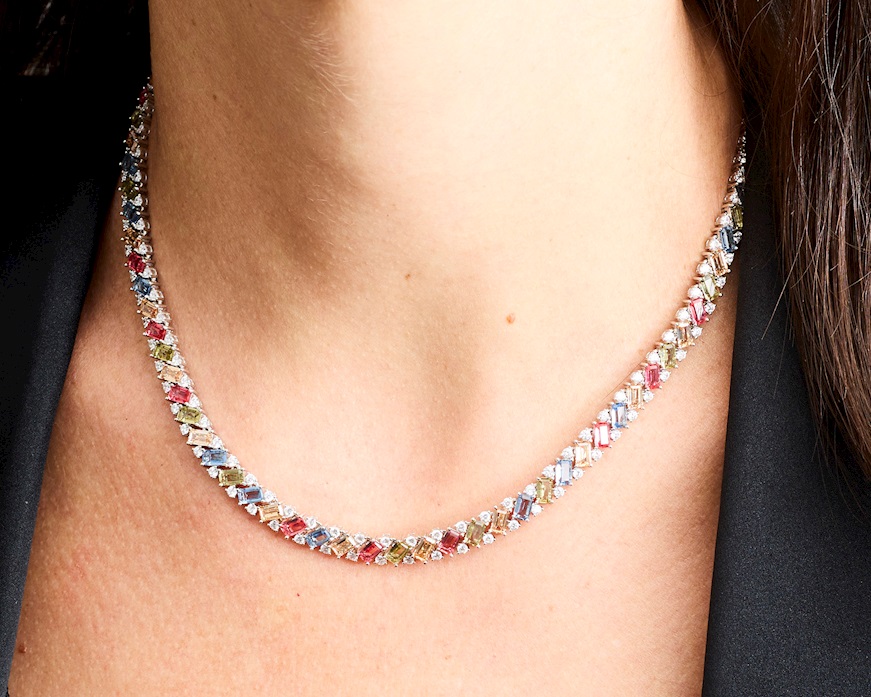 Collana argento con zirconi multicolor Sovrani