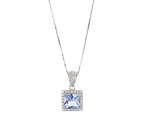 Collana argento con cubic zirconia e zirconi acquamarina Sovrani