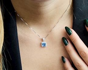 Collana argento con cubic zirconia e zirconi acquamarina Sovrani