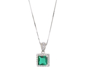 Collana. argento con cubic zirconia e zirconi smeraldo Sovrani