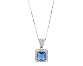 Collana argento con cubic zirconia e zirconi zaffiro Sovrani