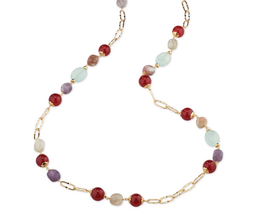Collana Candice ottone finitura oro con agata ruby e fluorite Sovrani