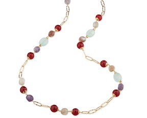 Collana Candice ottone finitura oro con agata ruby e fluorite Sovrani