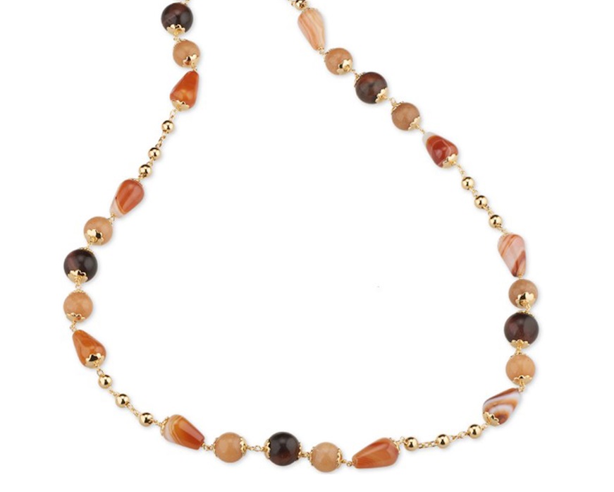 Collana Aurore ottone finitura oro con corniola avventurina e occhio di tigre Sovrani