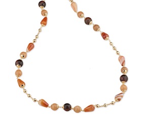 Collana Aurore ottone finitura oro con corniola avventurina e occhio di tigre Sovrani
